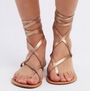 Rose Gold Strap Tie Up Sandal.  Like NEW! SZ 7